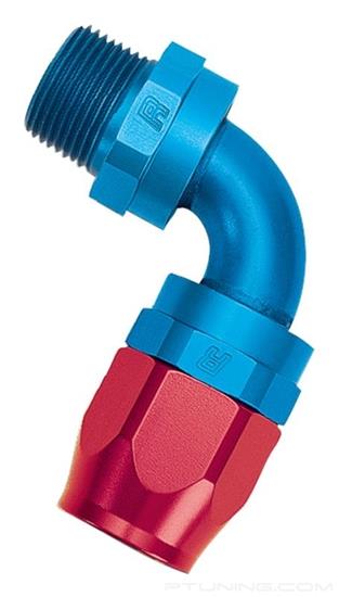 Picture of Full Flow 10AN 90 Degree to 1/2" NPT Male Swivel Hose End - Red/Blue