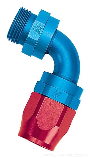 Picture of Full Flow 10AN 90 Degree to 10AN Male ORB Swivel Dry Sump Hose End- Red/Blue