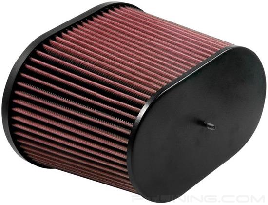 Picture of Oval Tapered Red Air Filter (3.688" F x 10.25" BOL x 7.188" BOW x 9" TOL x 5.375" TOW x 7.875" H)